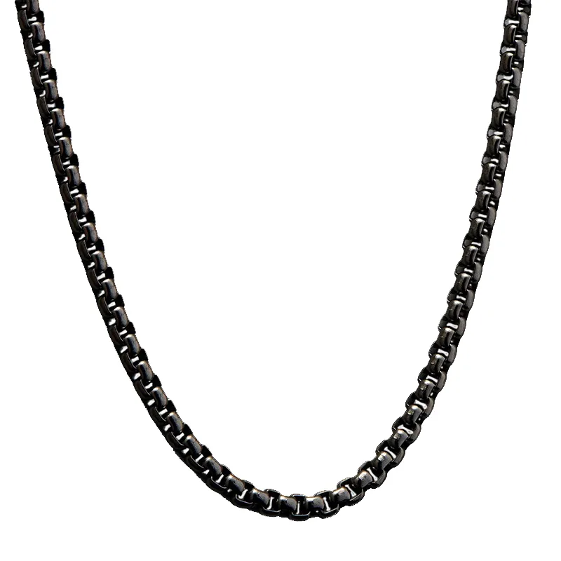 Jt Unisex αλυσίδα λαιμού boxchain ατσάλι πλεκτή 3.5mm Μαύρο