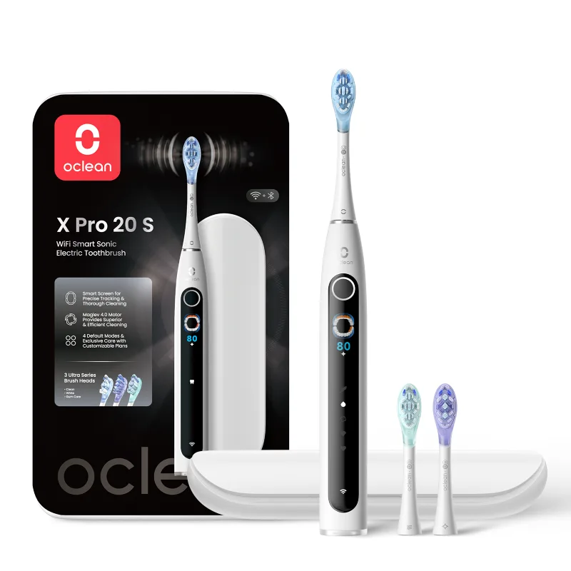 Ηλεκτρική οδοντόβουρτσα Oclean X Pro 20 Set, AI, Maglev 4.0, 84000 RPM, Wi-Fi, FlexFit, IPX7, Ειδοποίηση χαμένης ζώνης, Αυτονομία 40 ημερών, Θήκη, Λευκό
