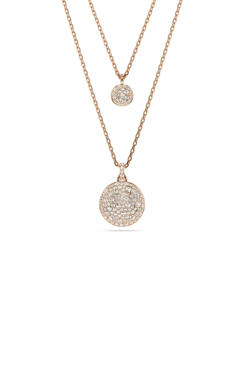 Swarovski γυναικείο διπλό μενταγιόν λευκό, επιμετάλλωση σε ροζ χρυσαφί τόνο "Sublima" - 5683449