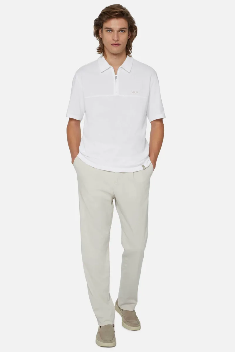 Boggi Milano ανδρικό παντελόνι ελαστικό μονόχρωμο Tapered Fit - BO24P011401 Μπεζ