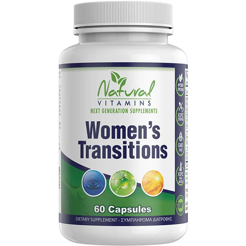 Natural Vitamins Women’s Transitions Συμπλήρωμα Διατροφής Ειδικής Φόρμουλας για τον Γυναικείο Οργανισμό Εκχυλίσματος Βοτάνων για τη Διαχείριση των Συμπτωμάτων της Εμμηνόπαυσης 60caps