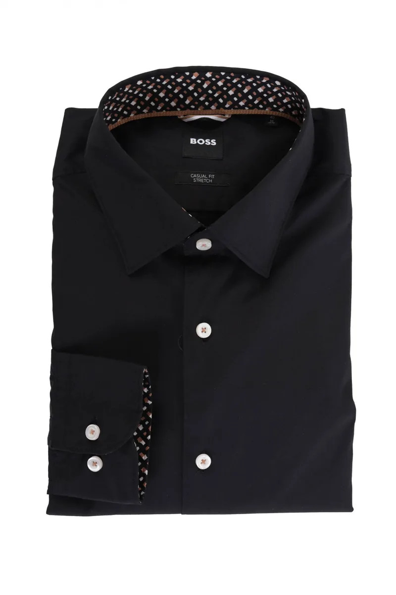 BOSS ΠΟΥΚΑΜΙΣΟ CASUAL FIT STRETCH C-HAL-KENT-C3-223 ΜΑΥΡΟ