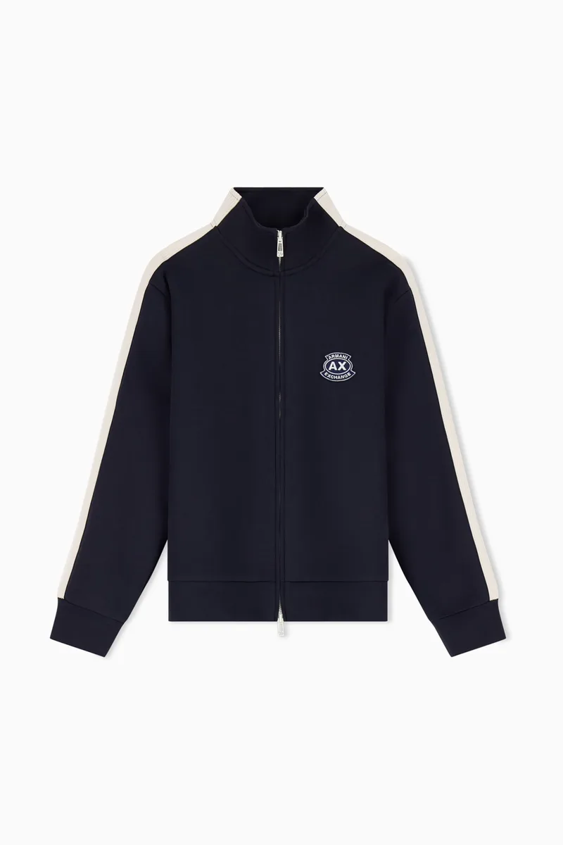 Armani Exchange ανδρική ζακέτα φούτερ με λογότυπο Regular Fit - XM002367AF13047 Σκούρο Μπλε