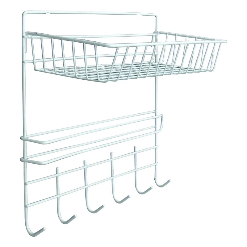 Μεταλλική Βάση Τοίχου με Γάντζους 30x14x29cm Άσπρο ή Μαύρο Άσπρο