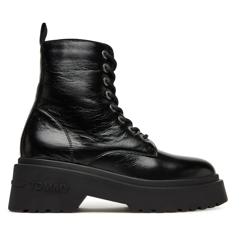 Μποτίνια Tommy Jeans Tjw Chunky Shiny EN0EN02848 Μαύρο