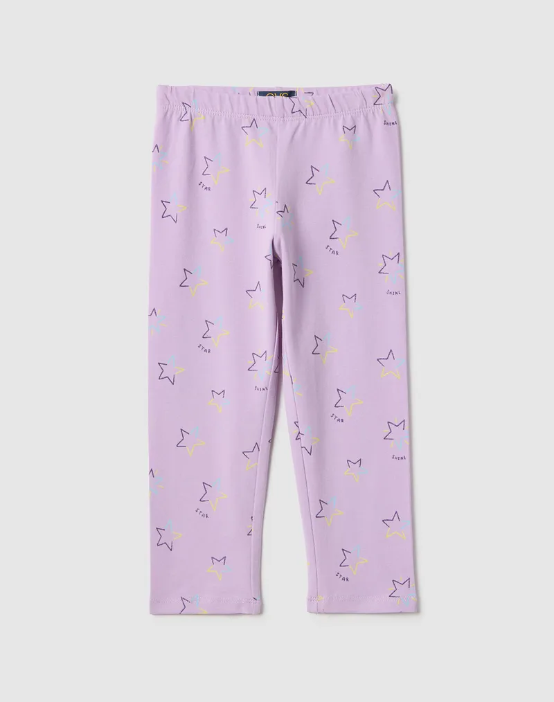 OVS LEGGING 3/4 AOP GLITTER 2575605-ORCHID BLOOM LightPurple