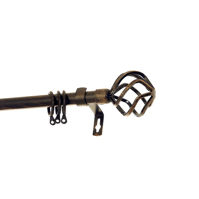 Κουρτινόξυλο Φ19mm Μονό Επεκτεινόμενο 120-210cm Με Άκρα Grace Ball Cage Black-Gold 790122