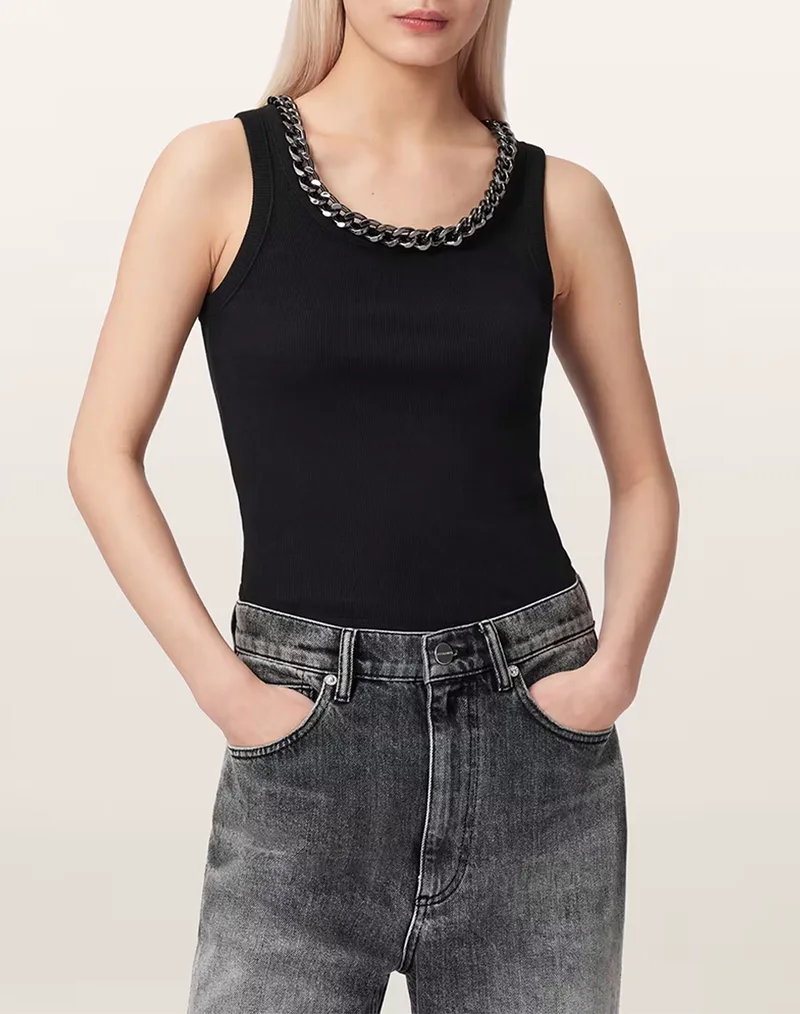 ALL SAINTS LUCY TANK W103JE-BLACK Black