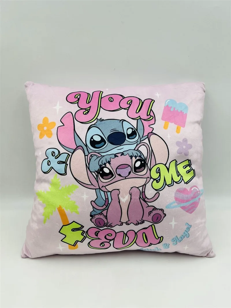 Βελούδινο Μαξιλάρι Disney Home Stitch + Angel 614 38X38 Baby Ροζ 100% Velboa