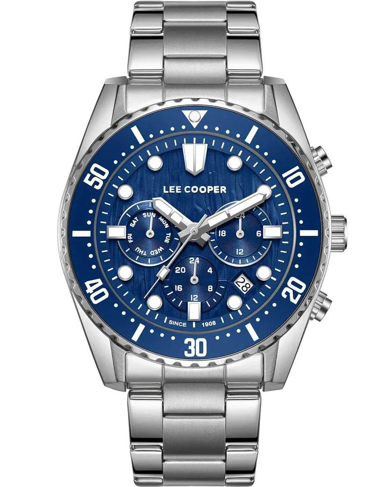 LEE COOPER Dual Time Men's - LC08101.390, Silver case with Metal Bracelet