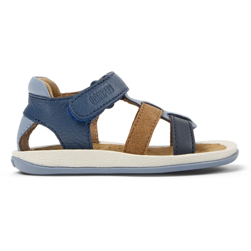 CAMPER Twins - Πέδιλα Για Παιδιά - Μπλε,Καφέ, Μέγεθος 24, Smooth leather