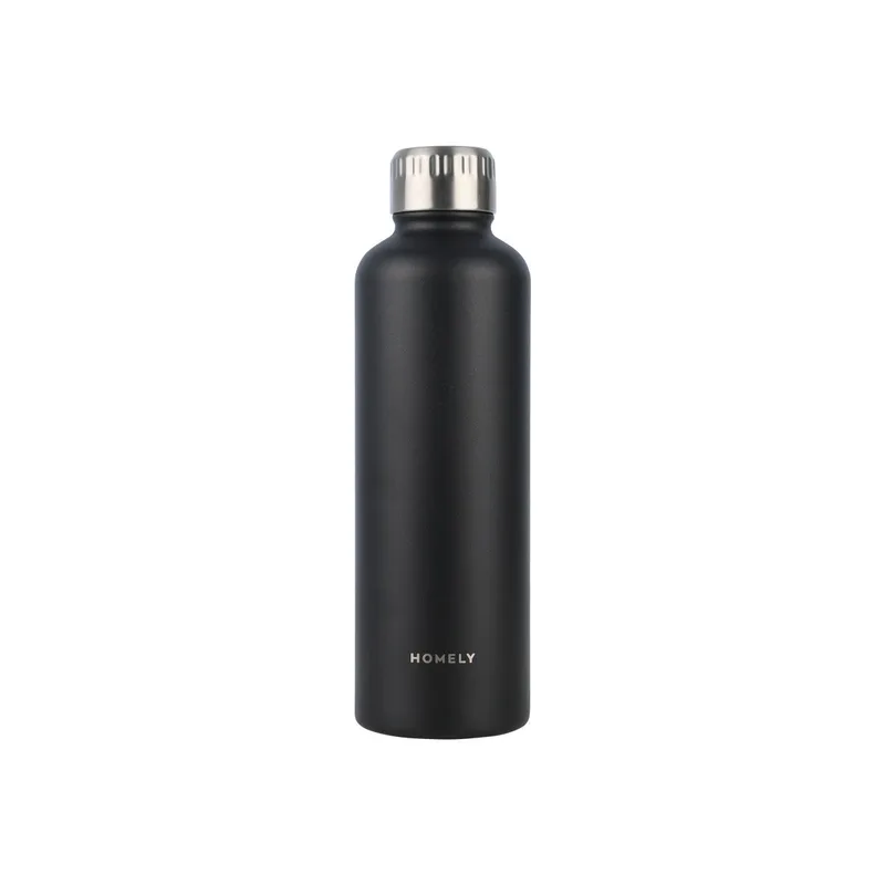 Θερμός-Μπουκάλι Ανοξείδωτο Flask Homely Midnight Black 500ml-7x7x23εκ. Estia 01-32555 (Υλικό: Ανοξείδωτο, Χρώμα: Μαύρο) - estia - 01-32555