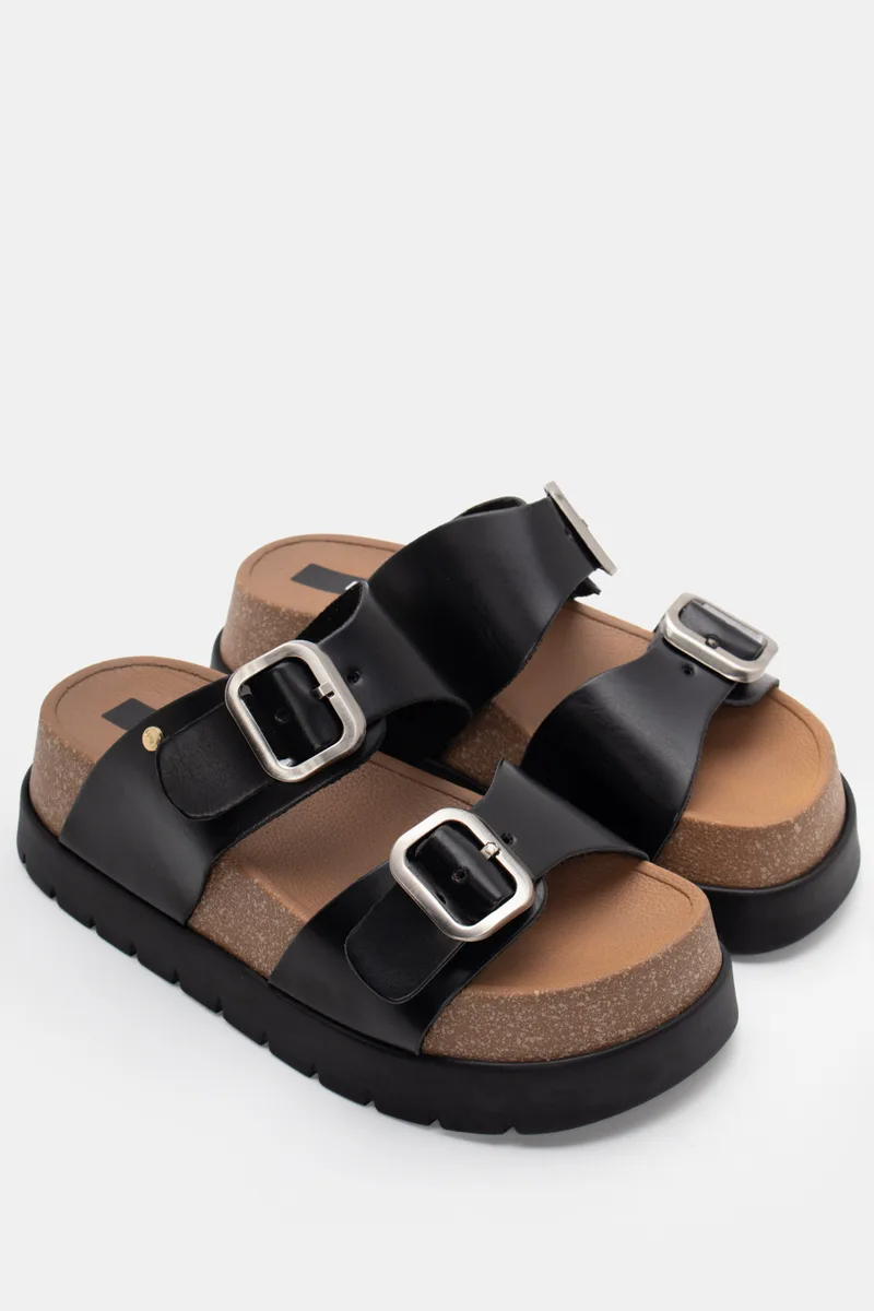 LUIGI DESIGN - Πλατφόρμες Flatform με Διπλή Φάσα - Μαύρο