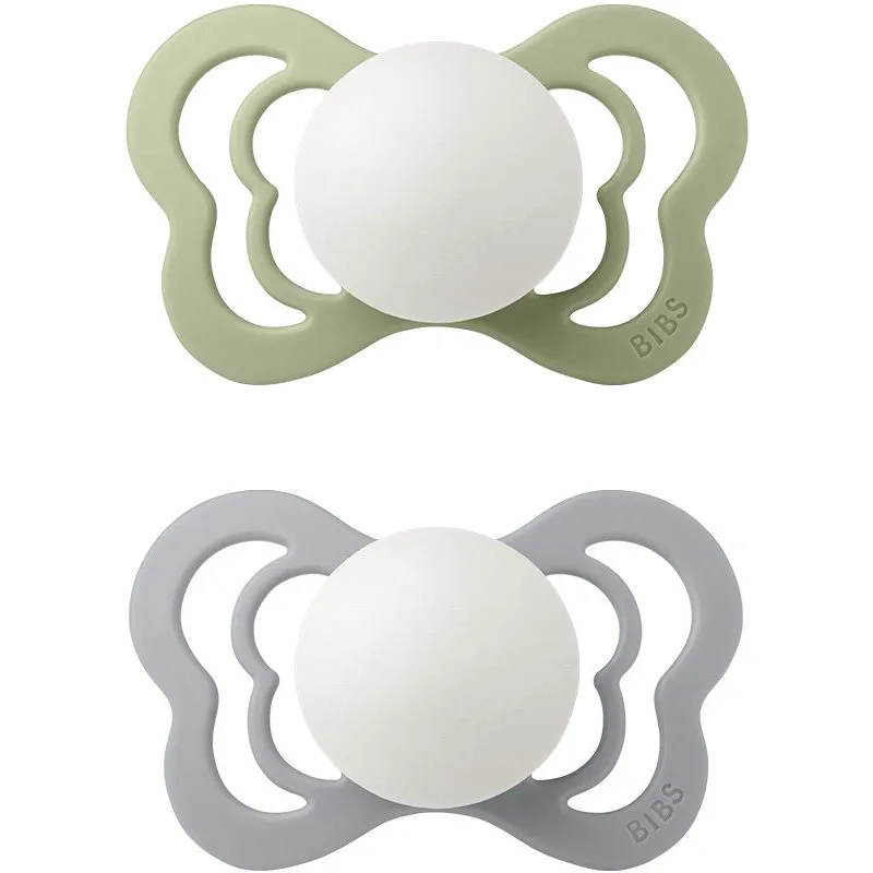 BIBS Couture Glow Silicone Size 2: 6+ months πιπίλα Sage / Cloud 2 τμχ
