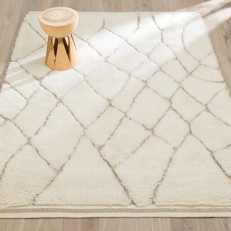 Μάλλινο χαλί τύπου berber δεμένο στο χέρι 120x180 cm Μ120xΠ180cm