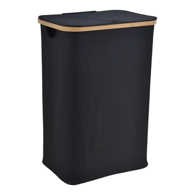 Καλάθι Απλύτων Μαύρο Ύφασμα/Μπαμπού 40x30x60cm ANKOR