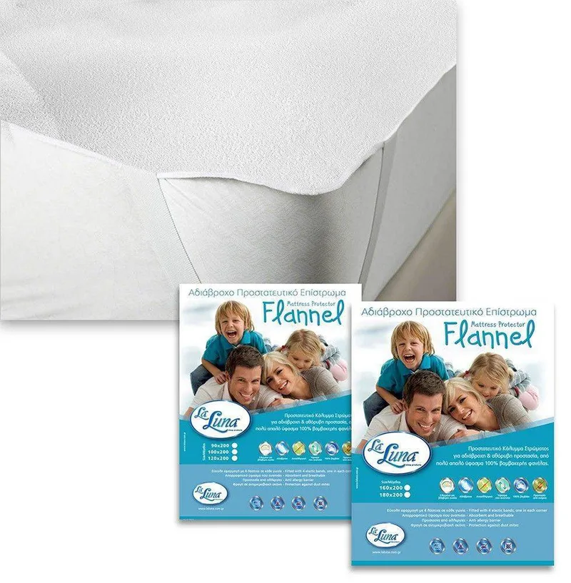 ΕΠΙΣΤΡΩΜΑ ΜΟΝΟ LA LUNA FLANNEL ΑΔΙΑΒΡΟΧΟ 4ΛΑΣΤΙΧΑ 90X200CM
