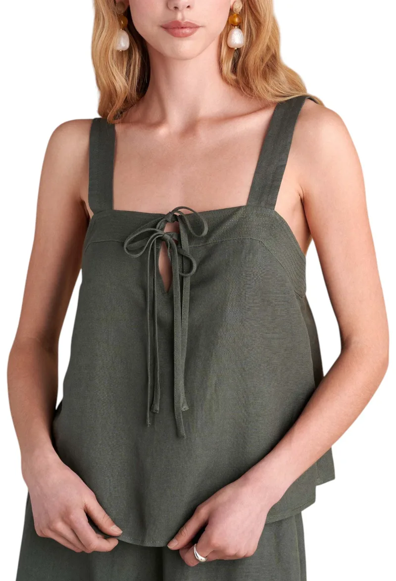 Top Attrattivo Λινό Με Κορδόνια 9920939-KHAKI Γυναικείο