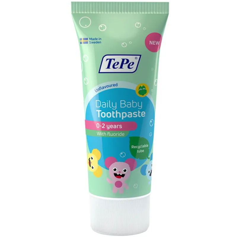 TePe Daily Baby Toothpaste Unflavoured 0-2 Years with Fluoride Βρεφική Οδοντόκρεμα Καθημερινής Χρήσης με Φθόριο & Χωρίς Γεύση 50ml