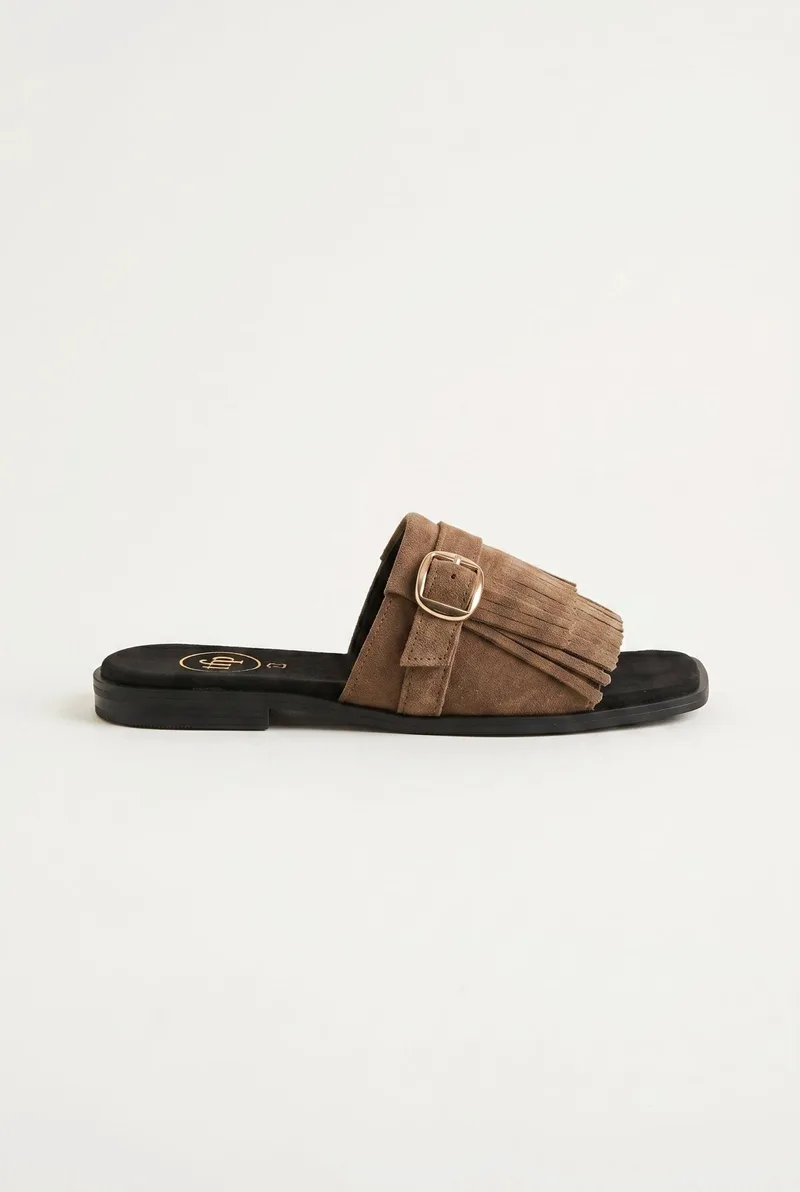 TFP Suede Sandals Fringe Detail - I184 - Sand Suede