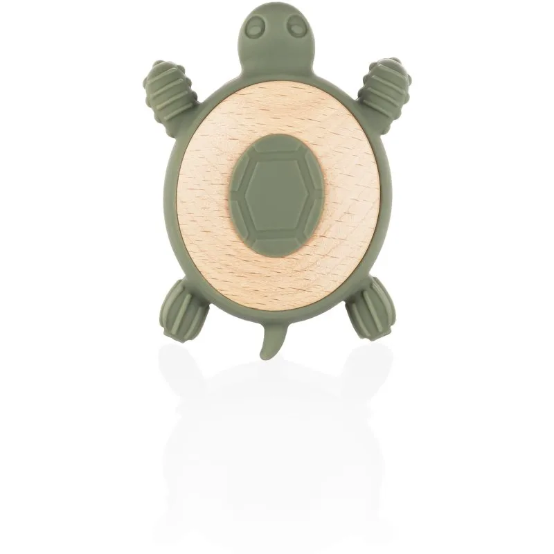 Zopa Silicone Wooden Teether Turtle μασητικό 0 m+ Forest Green 1 τμχ