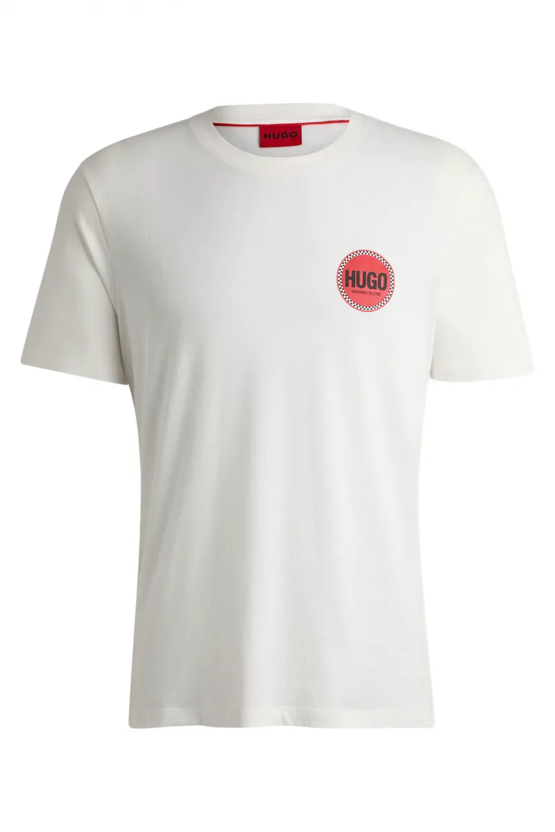 HUGO T-SHIRT DANETCHORB REGULAR FIT LOGO ΛΕΥΚΟ