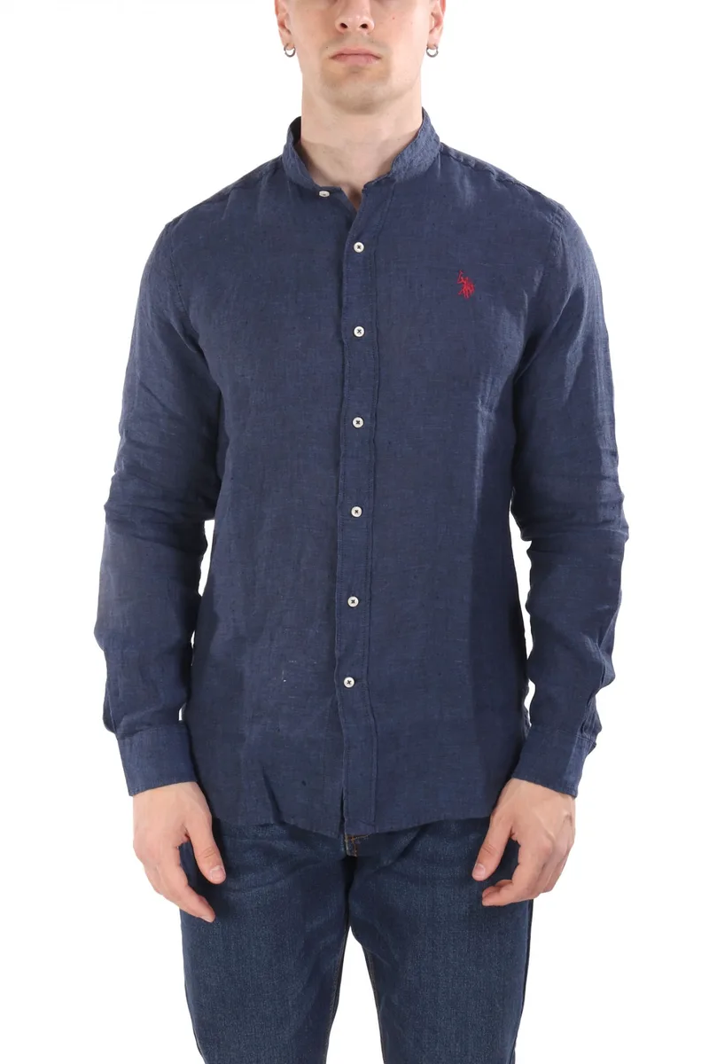 U.S.POLO ASSN ΠΟΥΚΑΜΙΣΟ MAO SLIM FIT ΛΙΝΟ ΜΠΛΕ