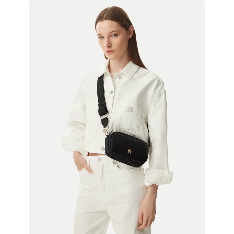 Τσάντα Tommy Hilfiger Th Logotape Camera Bag AW0AW18741 Μαύρο