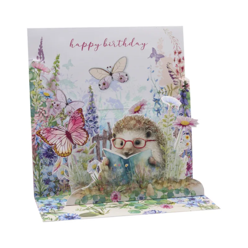 Ευχετήρια Κάρτα 3D Pictura Pop-Up 16x16cm Σκατζόχοιρος με Βιβλίο PI22674