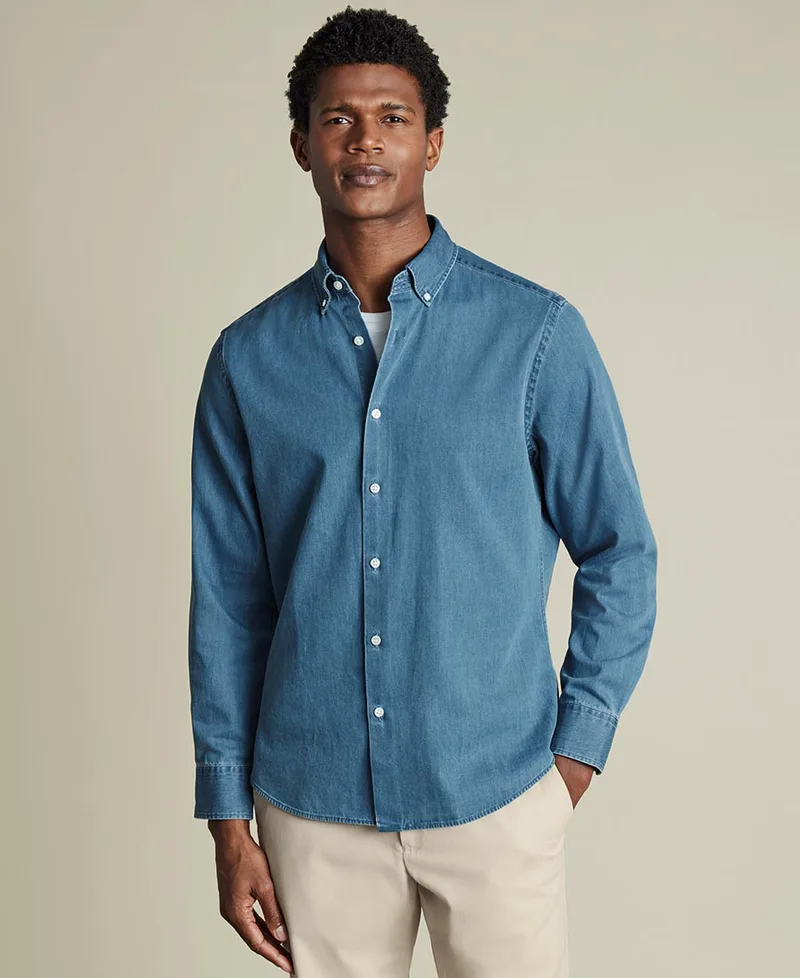 Charles Tyrwhitt Ανδρικό Βαμβακερό Πουκάμισο Denim