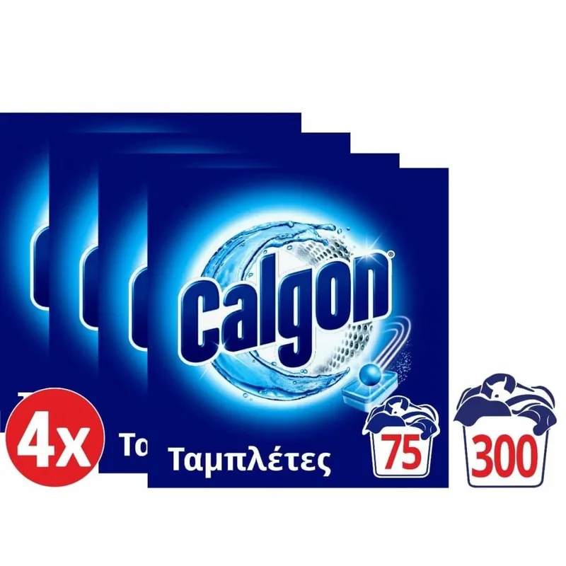 Calgon Αποσκληρυντικό Νερού Πλυντηρίου Ρούχων 300 Ταμπλέτες (4*75)