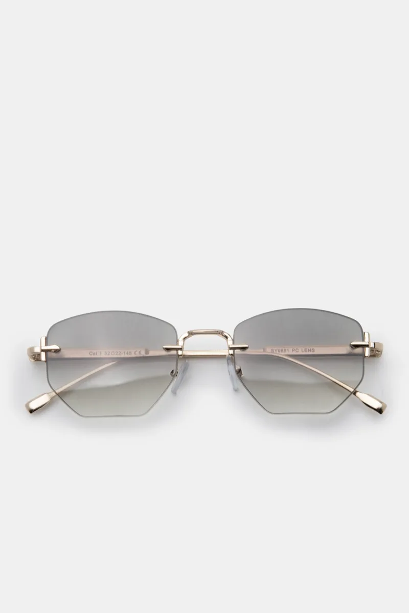 Γυαλία Ηλιού Rimless Diamond Cut Geometric - Πράσινο