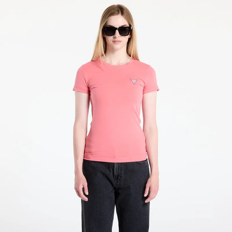 T-shirt GUESS Ss Cn Mini Triangle Tee Ροζ XS