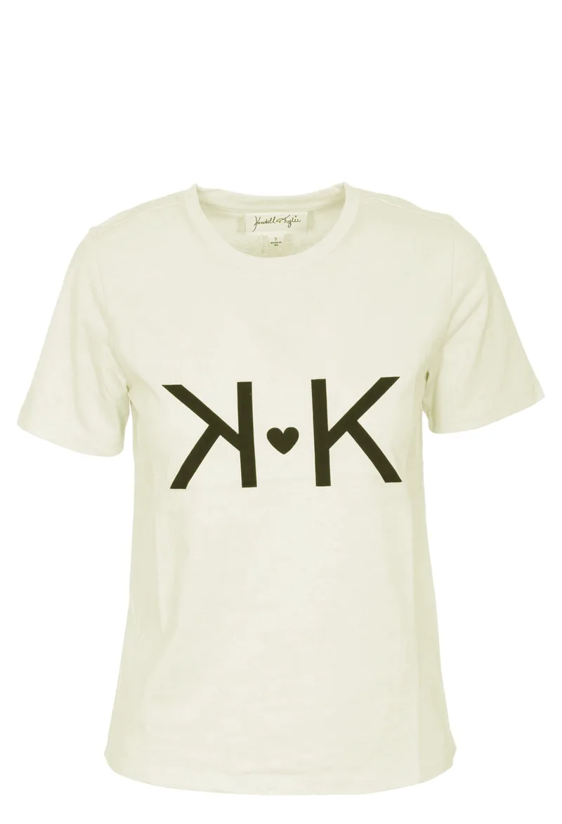 Μπλούζα Κοντομάνικη Kendal + Kylie Longfit Oversized Heart KKW3711627-off-white Γυναικείο