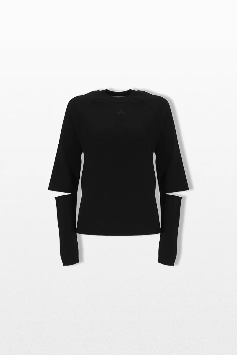 MARINE SERRE Ανδρικό Μαύρο Moon Logo Slit Crewneck Sweater