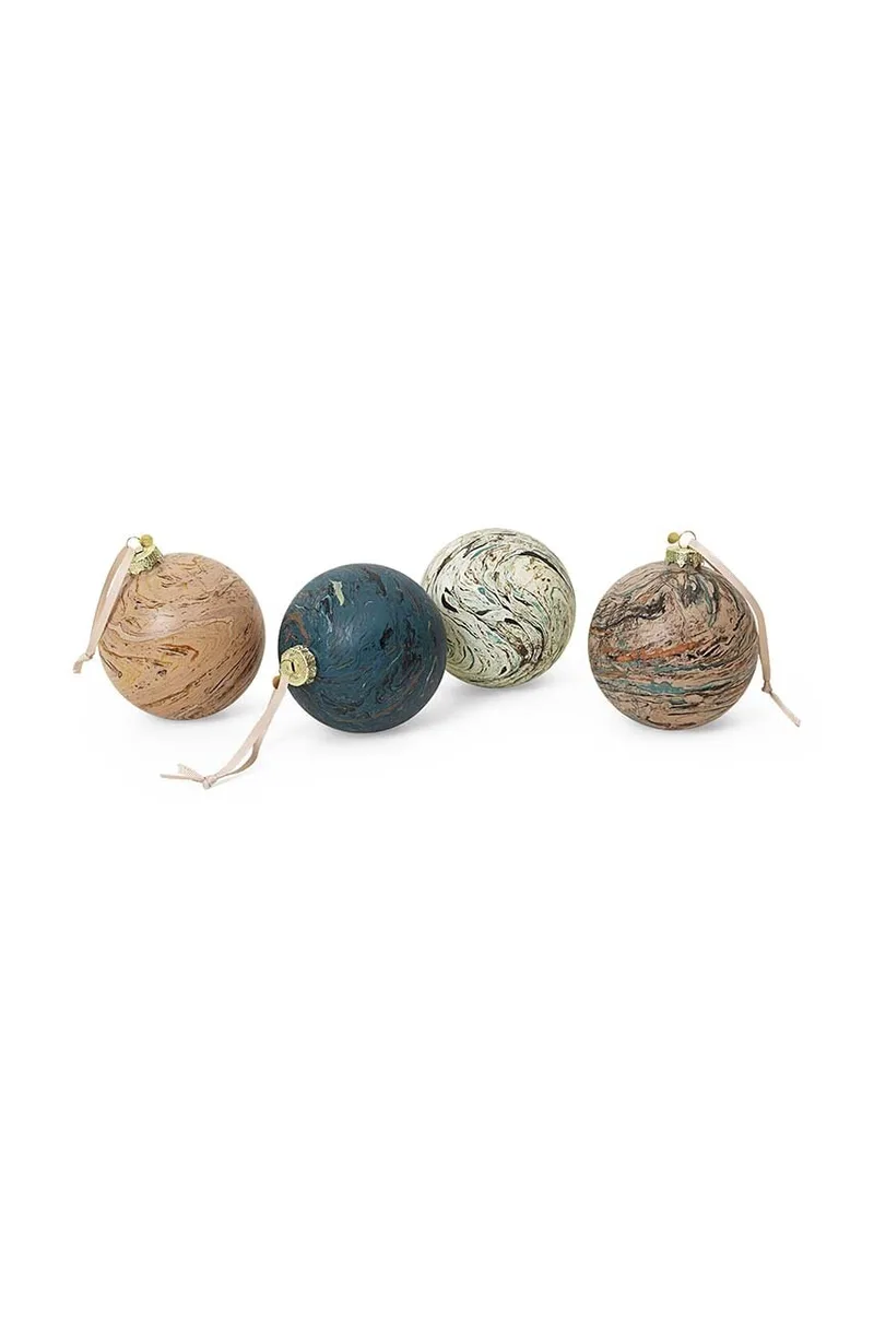 Σετ χριστουγεννιάτικες μπάλες ferm LIVING Marble Baubles L 4-pack
