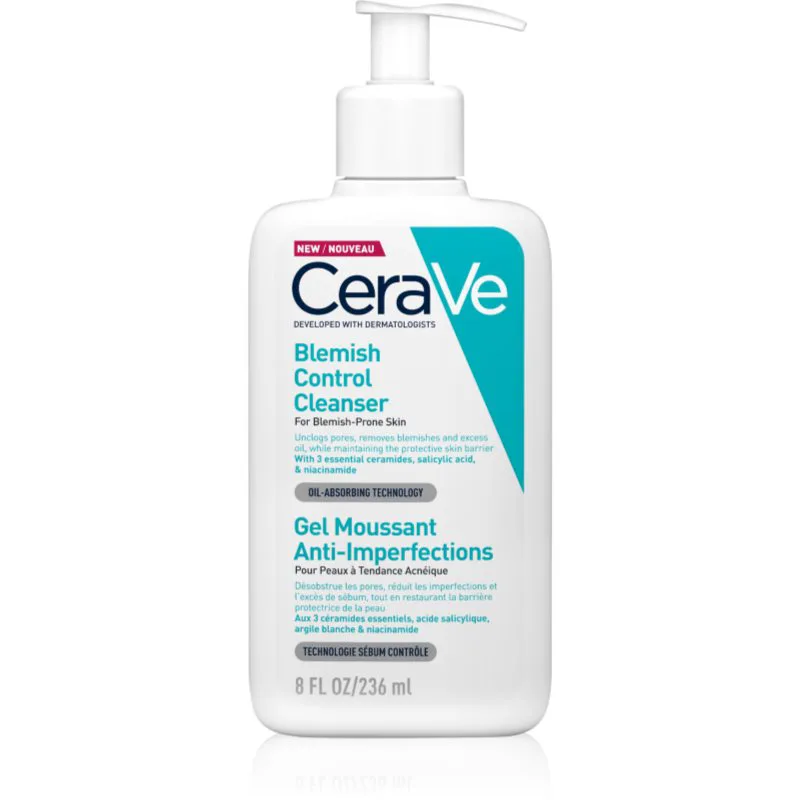 CeraVe Cleansers Blemish Control Cleanser τζελ καθαρισμού ενάντια στις ατέλειες της επιδερμίδας με ακμή 236 ml