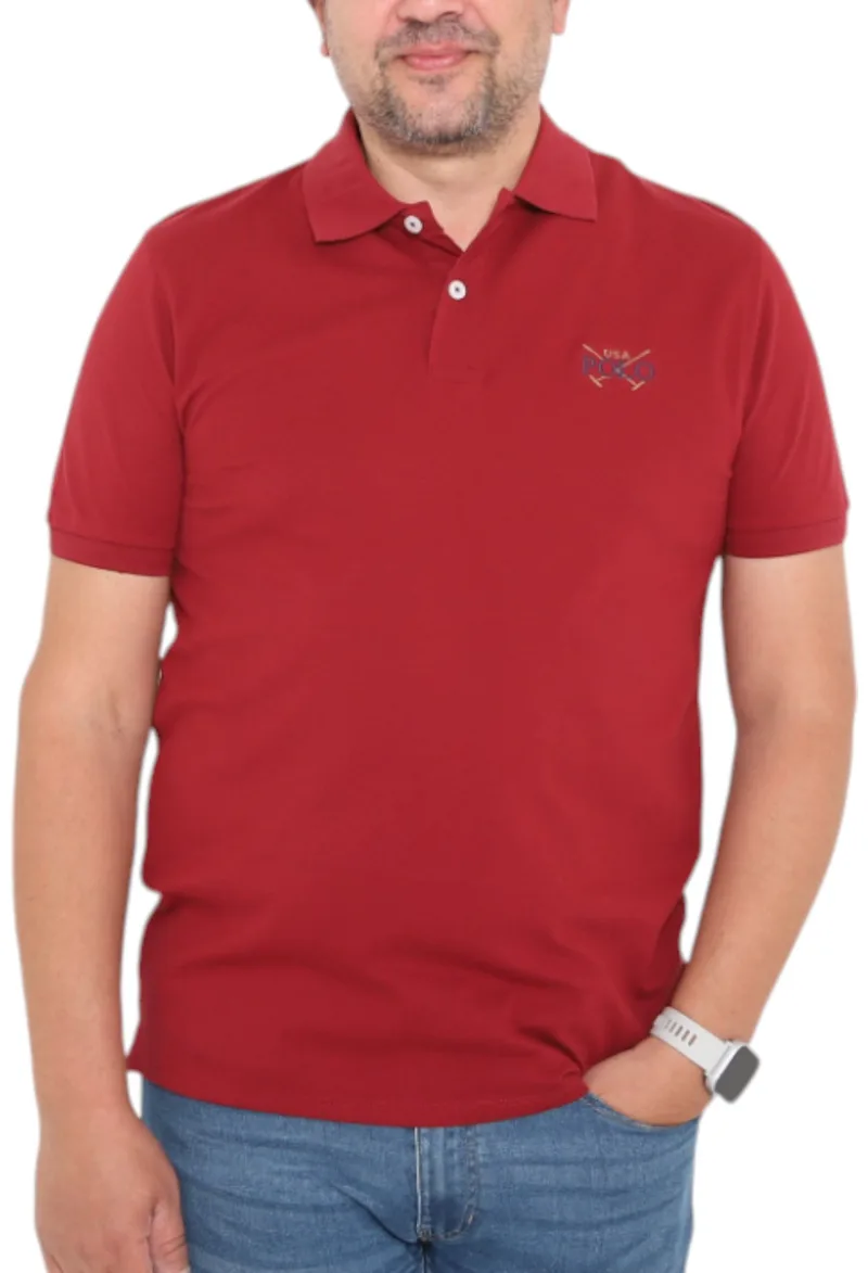 Μπλούζα Polo USA POLO CLUB Sleeve Polo-Shirt 1002-WINE Ανδρικό