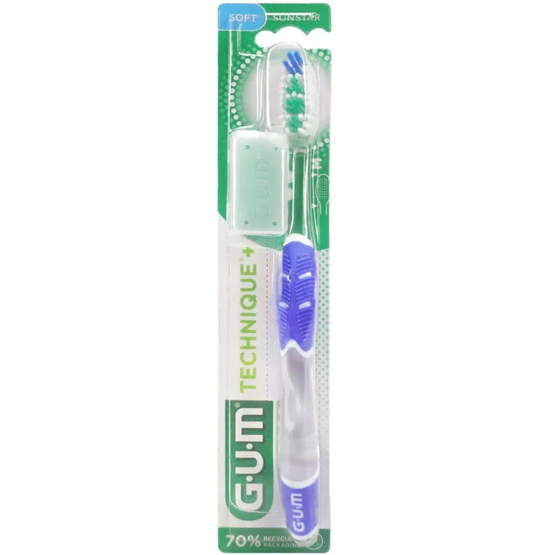 Gum Technique+ Soft Toothbrush with Medium Head Μπλε Χειροκίνητη Οδοντόβουρτσα με Μαλακές Ίνες 1 Τεμάχιο, Κωδ 490