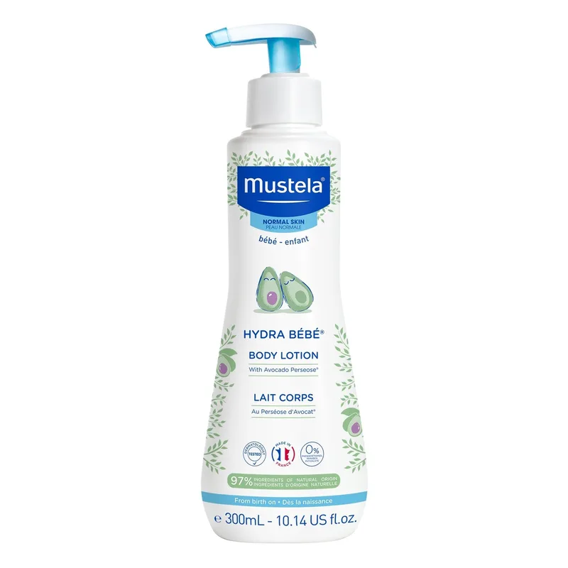 Mustela Hydra Bebe Body Lotion Ενυδατικό Γαλάκτωμα Σώματος για Βρέφη από την Πρώτη Μέρα Γέννησης, με Αβοκάντο Βιολογικής Καλλιέργειας, με Αντλία 300ml