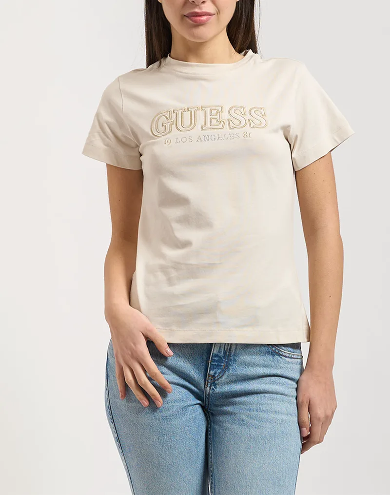 GUESS KETTY CN SS T-SHIRT ΜΠΛΟΥΖΑ ΓΥΝΑΙΚΕΙΟ V6RI10I3Z14-G1FV Biege