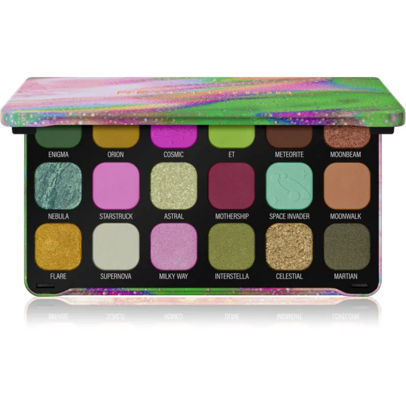 Revolution Forever Flawless παλέτα με σκιές ματιών απόχρωση Astro Nova Green 18x1.1 γρ