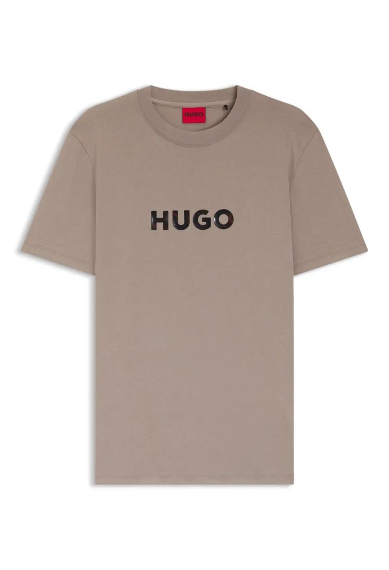 ΑΝΔΡΙΚΟ T-SHIRT HUGO DUMEO ΚΟΝΤΟΜΑΝΙΚΟ ΑΝΟΙΧΤΟ ΚΑΦΕ