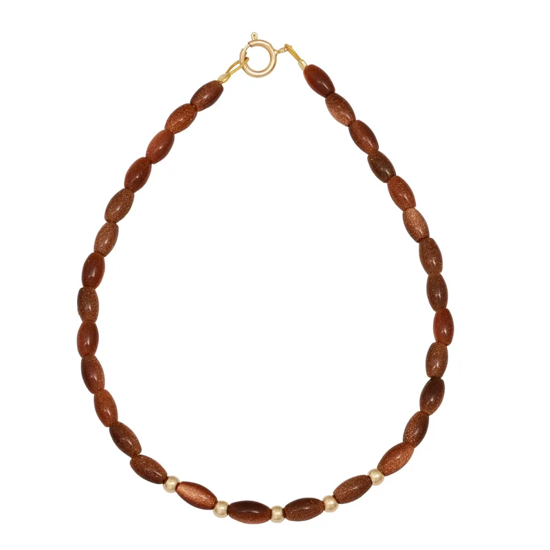 Βραχιόλι Κ14 με Goldstone και μπίλιες 054361 054361 Χρυσός 14 Καράτια