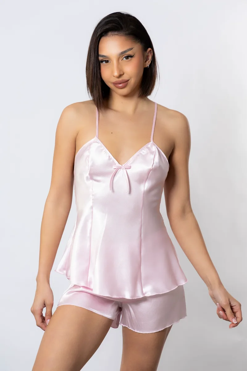 Babydoll σατέν Moongirl Έρσα Ροζ MG5011-1-Ροζ