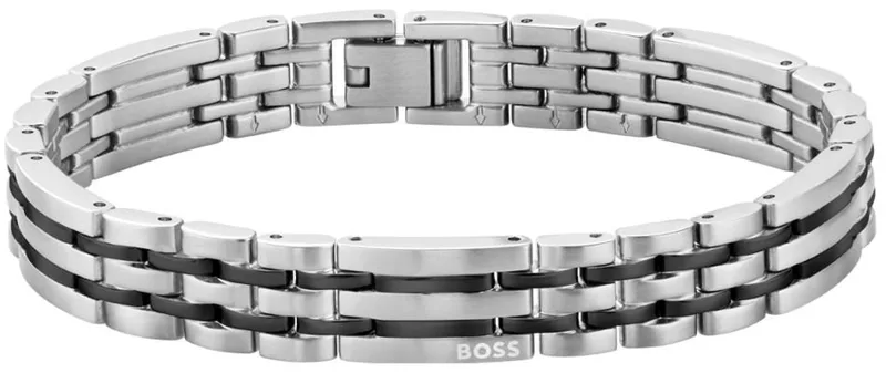 BOSS Βραχιόλι από ανοξείδωτο ατσάλι Silver & Black 1580814