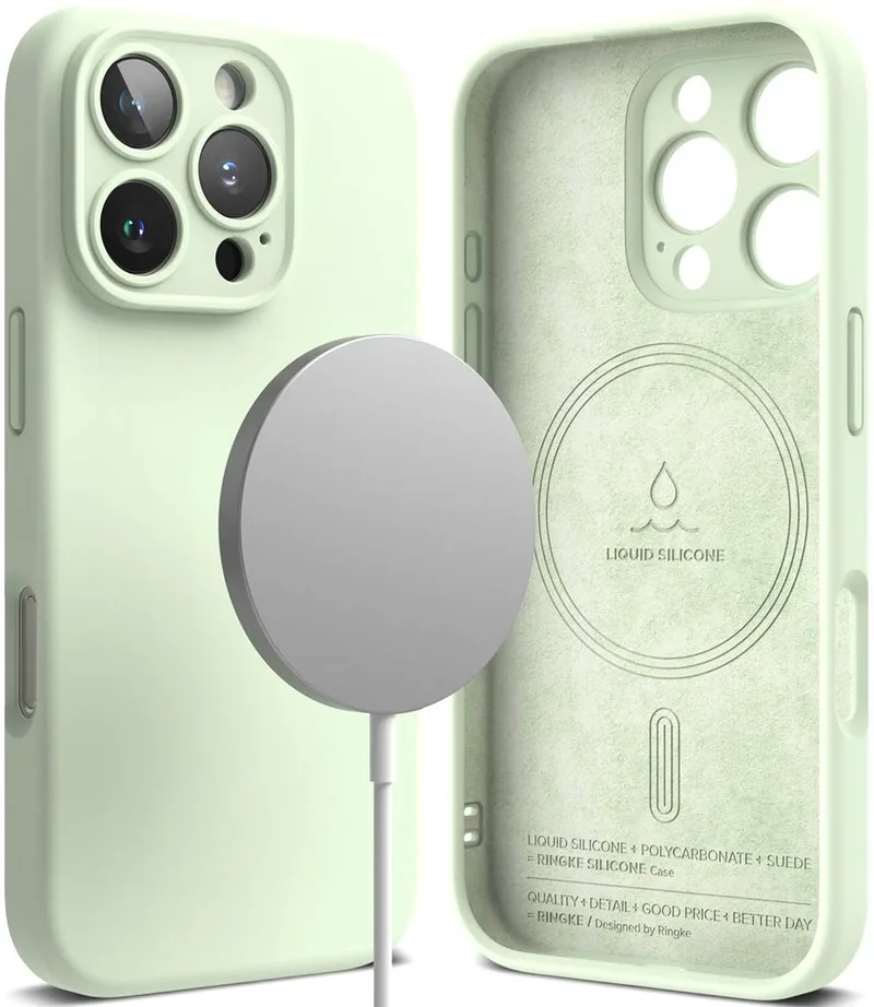 Ανθεκτική MagSafe Θήκη Σιλικόνης - Apple iPhone 16 Pro - Ringke Silicone Magnetic - Soft Mint (8800274960015)
