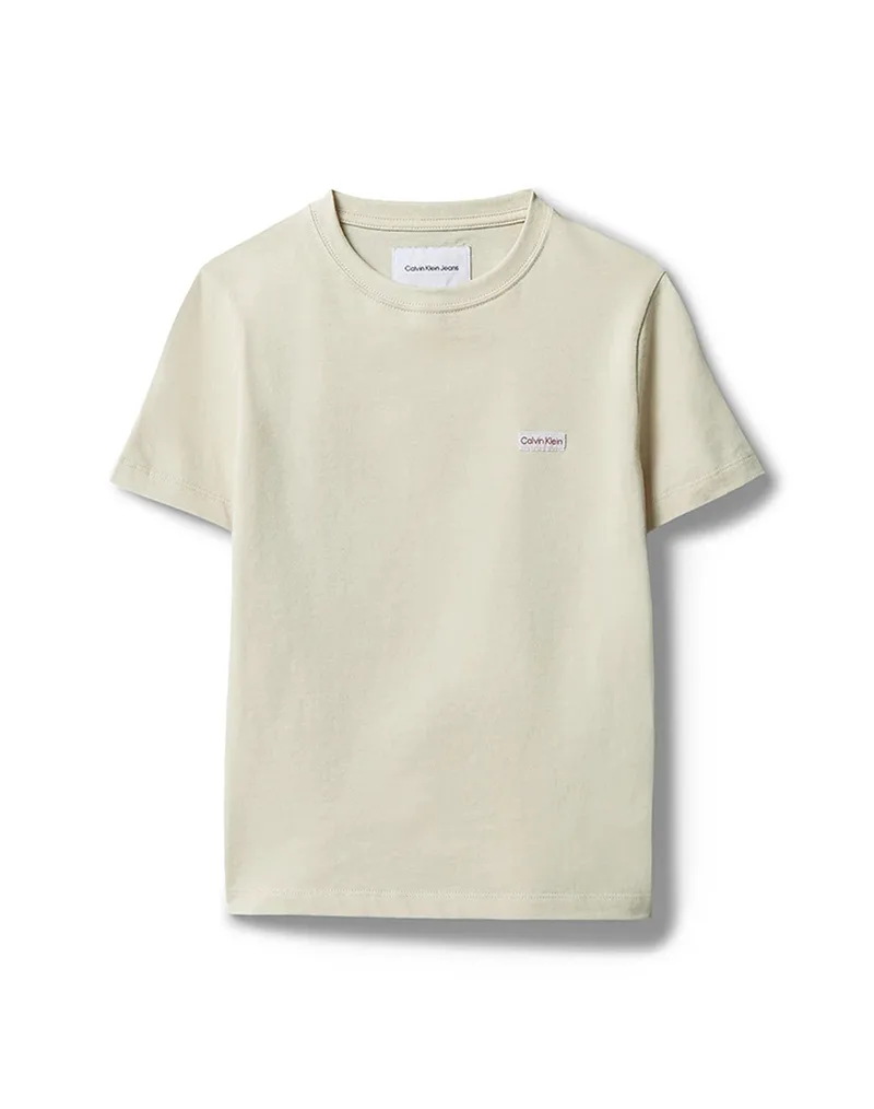 CALVIN KLEIN JEANS LOGO LABEL SS T-SHIRT LVCKSJA08B-8Y-16Y-PDV Biege