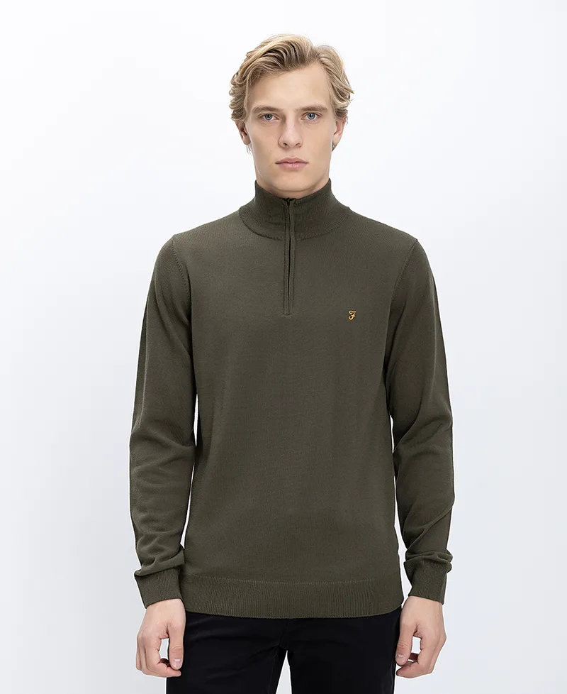 Farah Ανδρικό Πλεκτό Regular Fit Μαλλίνο Merino Με Φερμουάρ