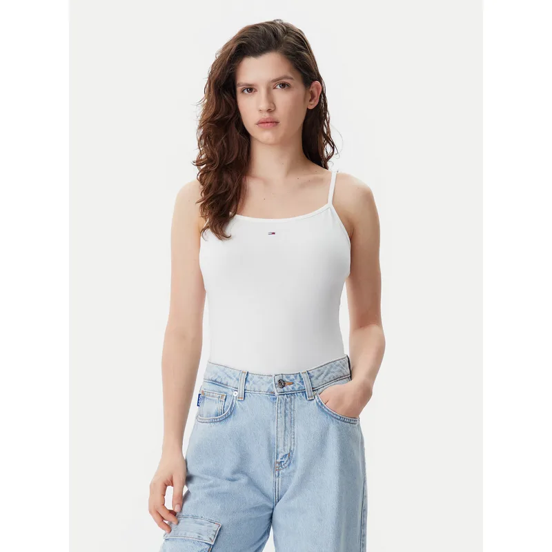 Tommy Jeans Τοπ Essential DW0DW20675 Εκρού Slim Fit